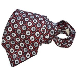 Missoni Designer Handmade Silk Necktie Red Black & Silver
